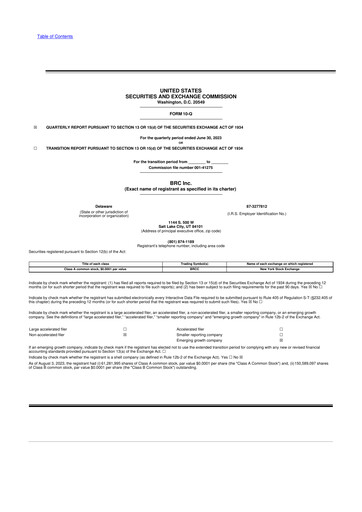 Thumbnail Black Rifle Coffee Company (BRCC) 10-Q Quarterly Report FY2023 