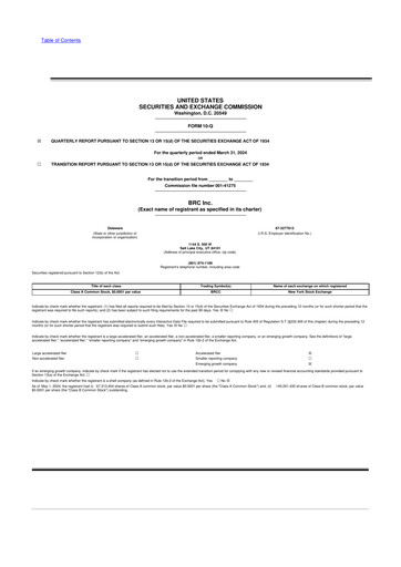 Thumbnail Black Rifle Coffee Company (BRCC) 10-Q Quarterly Report FY2024 