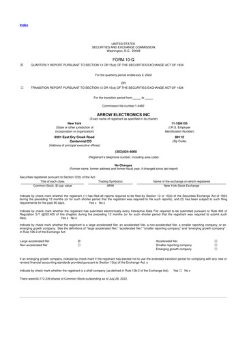 Thumbnail Arrow Electronics
 10-Q Quarterly Report FY2022 