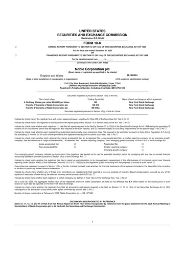 Vorschaubild Noble Corporation
 10-K Jahresbericht 2025