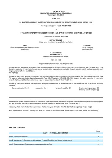 Thumbnail Netcapital 10-Q Quarterly Report FY2023 