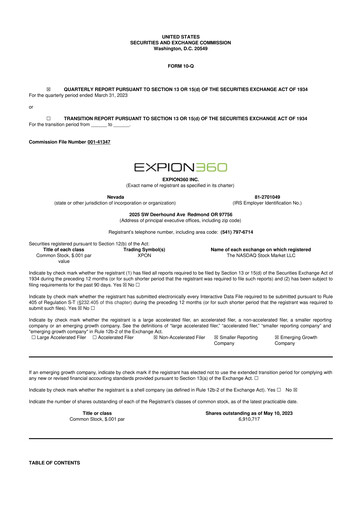 Miniature Expion360 10-Q Rapport trimestriel 2023 