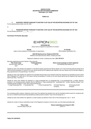 Miniature Expion360 10-Q Rapport trimestriel 2023 