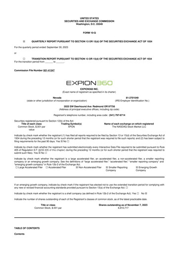 Miniature Expion360 10-Q Rapport trimestriel 2023 