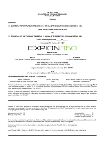 Miniature Expion360 10-Q Rapport trimestriel 2024 