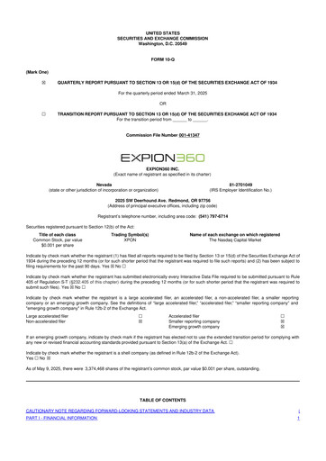 Miniature Expion360 10-Q Rapport trimestriel 2025 