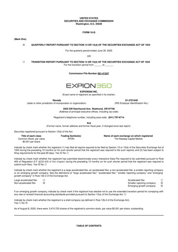 Miniature Expion360 10-Q Rapport trimestriel 2025 