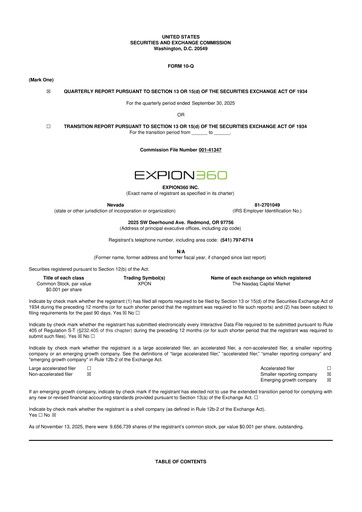 Miniature Expion360 10-Q Rapport trimestriel 2025 