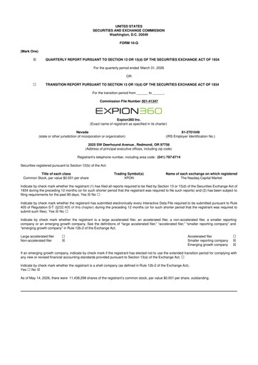 Vorschaubild Expion360 10-Q Quartalsbericht  