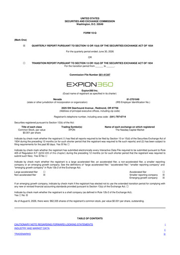 Miniature Expion360 10-Q Rapport trimestriel 2026 