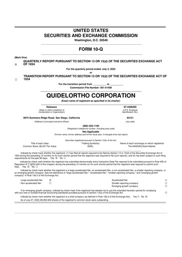 Thumbnail QuidelOrtho 10-Q Quarterly Report FY2022 