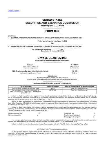 Thumbnail D-Wave Quantum 10-Q Quarterly Report FY2022 