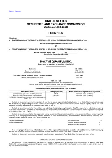 Thumbnail D-Wave Quantum 10-Q Quarterly Report FY2023 