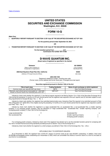 Thumbnail D-Wave Quantum 10-Q Quarterly Report FY2023 