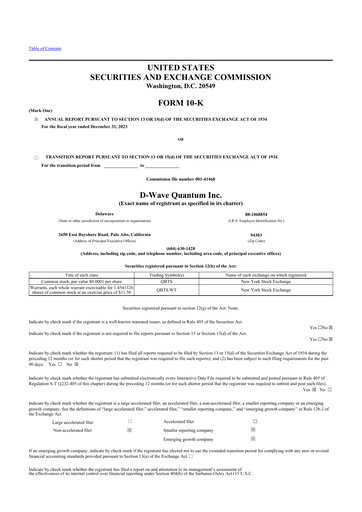 Thumbnail D-Wave Quantum 10-K Annual Report 2023