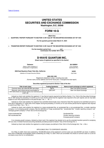 Thumbnail D-Wave Quantum 10-Q Quarterly Report FY2024 