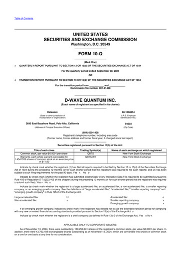 Thumbnail D-Wave Quantum 10-Q Quarterly Report FY2024 