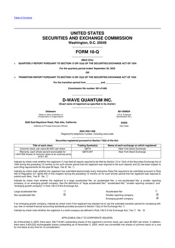 Thumbnail D-Wave Quantum 10-Q Quarterly Report FY2025 