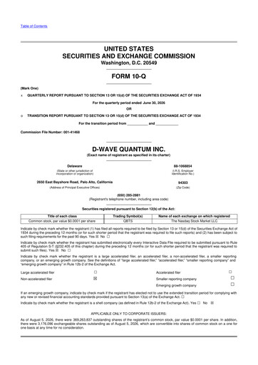 Thumbnail D-Wave Quantum 10-Q Quarterly Report FY2026 