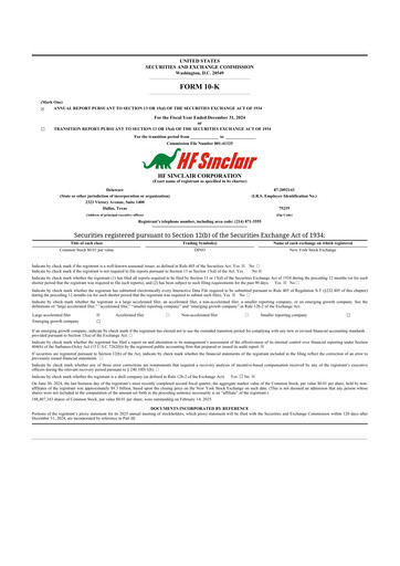 Thumbnail HF Sinclair 10-K Annual Report 2024