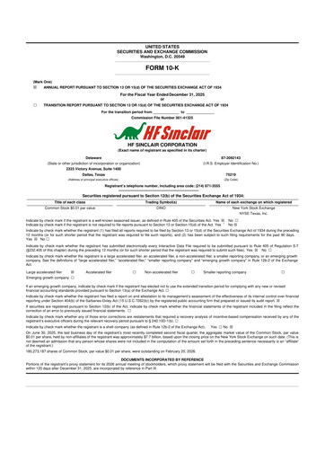 Thumbnail HF Sinclair 10-K Annual Report 2025