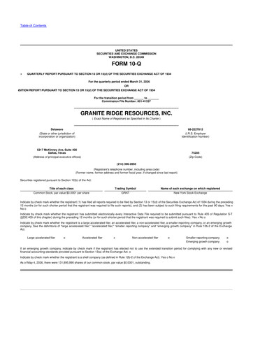 Thumbnail Granite Ridge Resources 10-Q Quarterly Report FY 