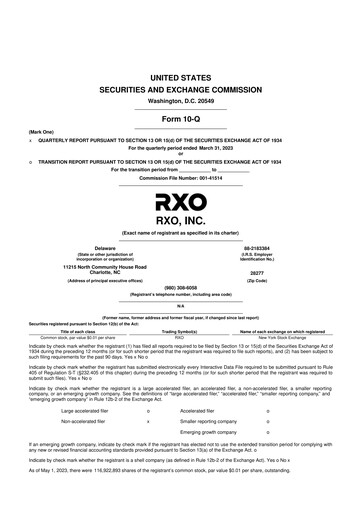Thumbnail RXO 10-Q Quarterly Report FY2023 