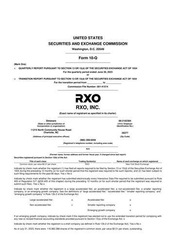 Thumbnail RXO 10-Q Quarterly Report FY2023 