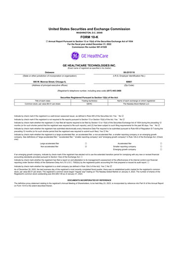 Thumbnail GE HealthCare Technologies 10-K Annual Report 2022