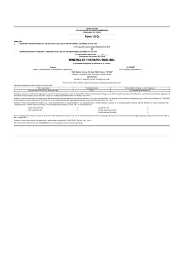 Thumbnail Mineralys Therapeutics 10-Q Quarterly Report FY2024 