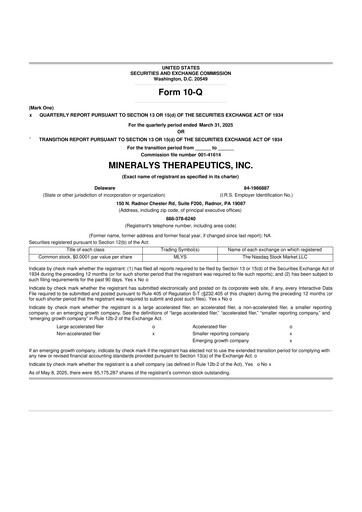 Thumbnail Mineralys Therapeutics 10-Q Quarterly Report FY2025 
