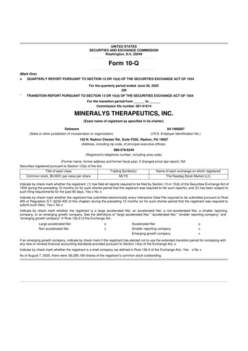 Thumbnail Mineralys Therapeutics 10-Q Quarterly Report FY2025 