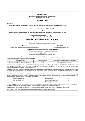 Thumbnail Mineralys Therapeutics 10-Q Quarterly Report FY2026 
