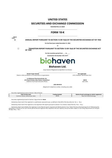 Thumbnail Biohaven 10-K Annual Report 2022