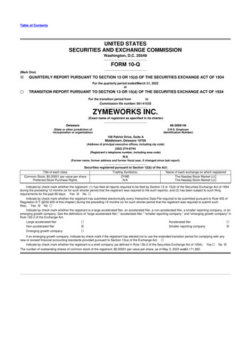Thumbnail Zymeworks 10-Q Quarterly Report FY2023 