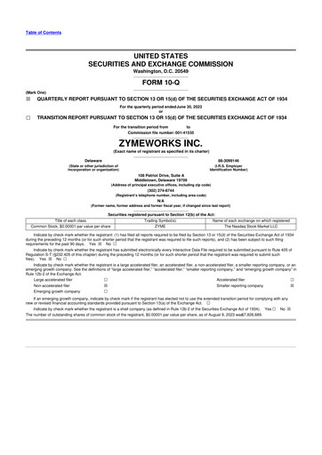 Thumbnail Zymeworks 10-Q Quarterly Report FY2023 