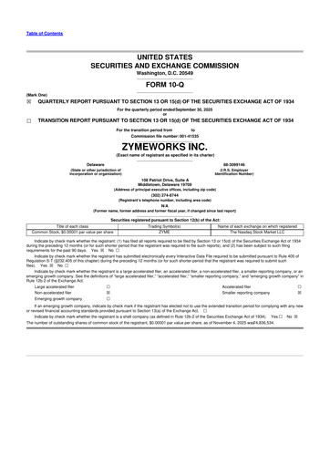 Thumbnail Zymeworks 10-Q Quarterly Report FY2025 