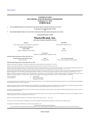 Thumbnail MasterBrand 10-K Annual Report 