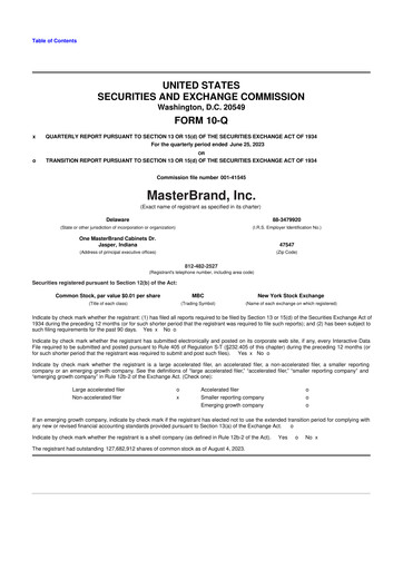 Thumbnail MasterBrand 10-Q Quarterly Report FY2023 