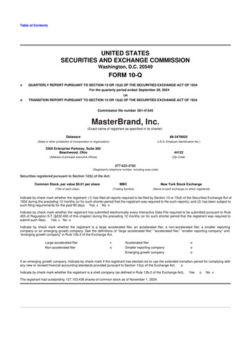 Thumbnail MasterBrand 10-Q Quarterly Report FY2024 
