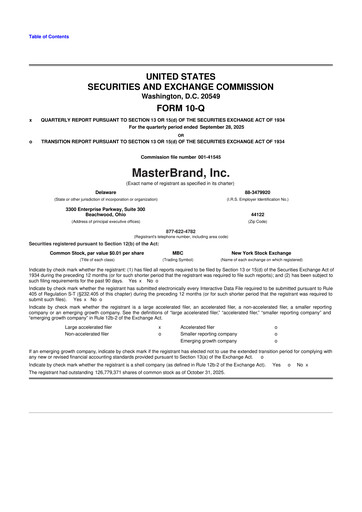 Thumbnail MasterBrand 10-Q Quarterly Report FY2025 