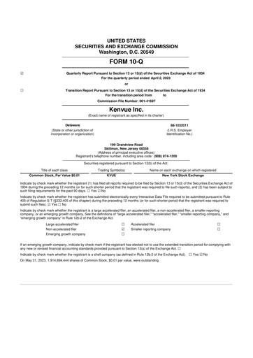 Thumbnail Kenvue 10-Q Quarterly Report FY2023 