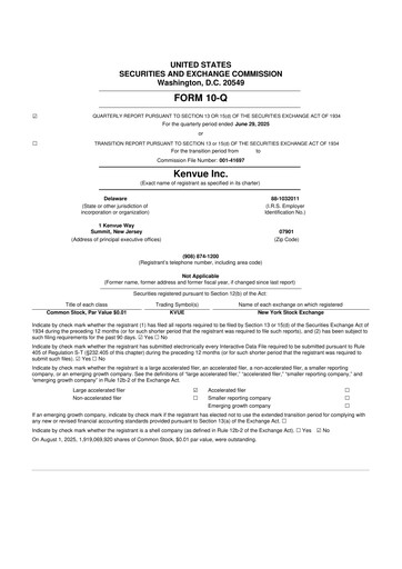 Thumbnail Kenvue 10-Q Quarterly Report FY2025 