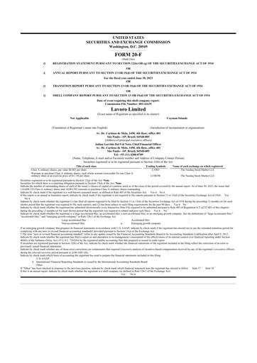 Miniature Lavoro 20-F Rapport annuel 2023