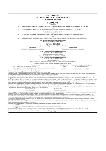 Miniature Lavoro 20-F Rapport annuel 2024