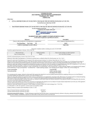 Thumbnail Madison Square Garden Entertainment 10-K Annual Report 2023