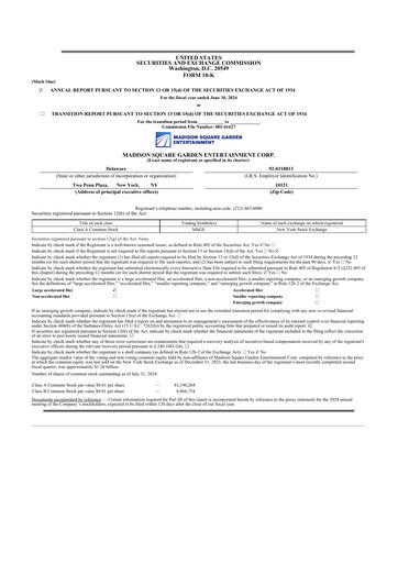 Thumbnail Madison Square Garden Entertainment 10-K Annual Report 2024