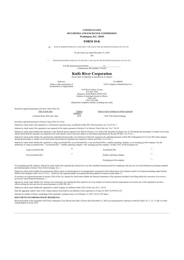 Thumbnail Knife River Corporation 10-K Annual Report 2024