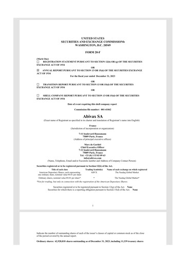 Thumbnail Abivax 20-F Annual Report 2023