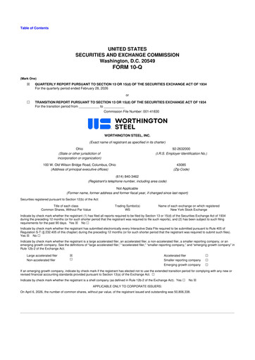 Thumbnail Worthington Steel 10-Q Quarterly Report FY 